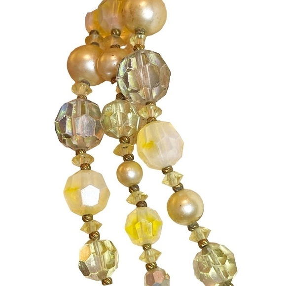 Vendome Yellow & Grey Aurora Borealis Crystal & Pearl Beaded Long Wrap Necklace - Picture 7 of 10